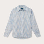 Boys long-sleeved linen shirt with a print of elephants and Indian palaces.