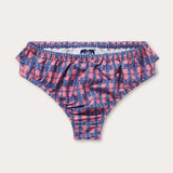 Girls Crab Pool Calabash Swimming Bottoms featuring crabs in watermelon pattern on a deep blue base.