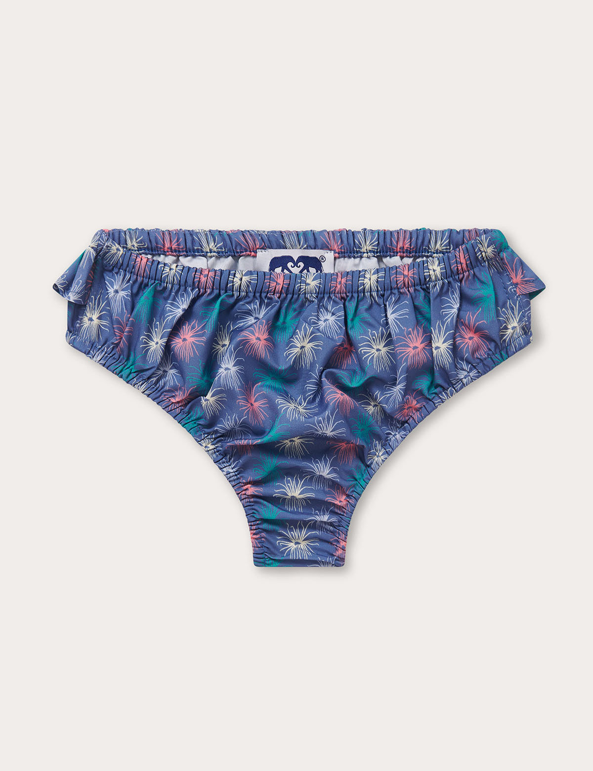 Girls Dont be Anemone Calabash Baby Bottoms with vibrant sea anemone print resembling fireworks in the night sky.