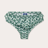 Green patterned baby bottoms featuring an elephant wave pattern resembling Indian palaces.