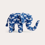 Collectable decorative soft ornament, Ezra the Elephant, featuring blue ‘Elephant Palace’ print in 80s cotton voile.