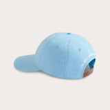 Sky blue cotton peak cap with 'The Great Elephant Migration' embroidery on the reverse and adjustable leather strap.