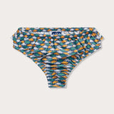 Girls Sea Flowers Calabash Baby Bottoms featuring a vibrant seafloor floral pattern with sea anemones in yellow ochre, white, and green on a deep blue base, made from 100% recycled materials.