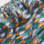 Girls Sea Flowers Calabash Baby Bottoms with vibrant seafloor floral design in yellow ochre, white, and green on a deep blue base, crafted from 100% recycled materials, and featuring quick-drying fabric.