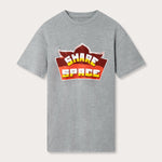 Heather Grey Cotton T-Shirt with a bold 'Share Space' emblem in vibrant Indian Truck art design on the front, made from 100% high-quality cotton.