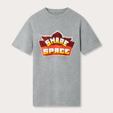 Heather Grey Cotton T-Shirt with a bold 'Share Space' emblem in vibrant Indian Truck art design on the front, made from 100% high-quality cotton.