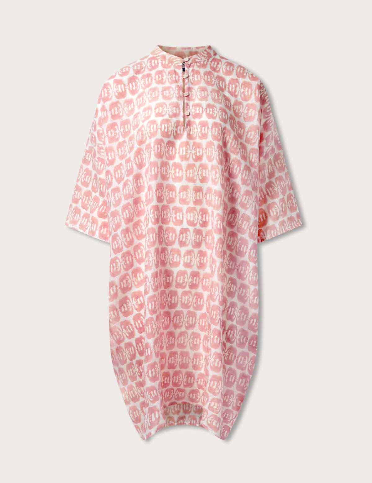 Linen Poncho featuring 'Elephants of India' print in pink, crafted from 100% premium Belgian linen.