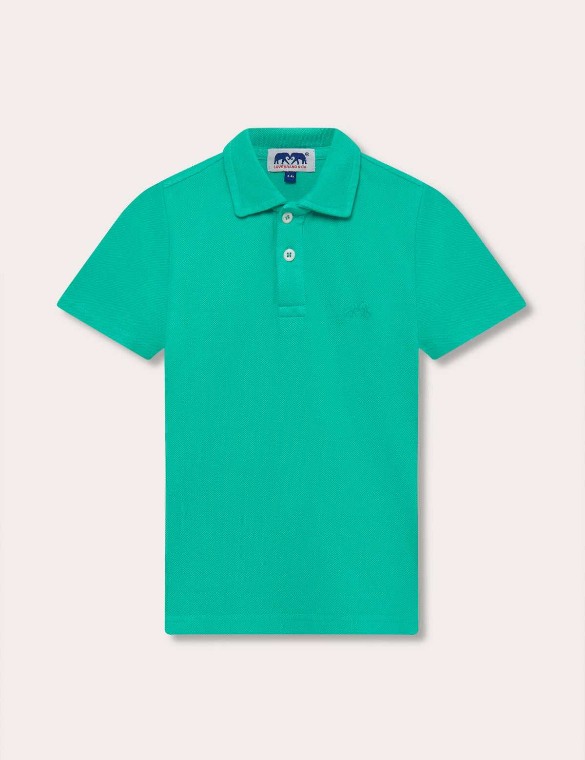 Boys Sicilian Green Pensacola Polo Shirt with debonair collar and branded buttons.