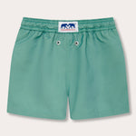 Boys Riviera Green Staniel Swim Shorts made from 100% recycled materials with quick-dry fabric.