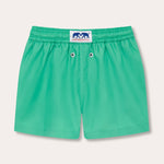 Boys Sicilian Green Staniel Swim Shorts made of 100% recycled materials with quick-drying properties.