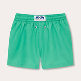 Boys Sicilian Green Staniel Swim Shorts made of 100% recycled materials with quick-drying properties.