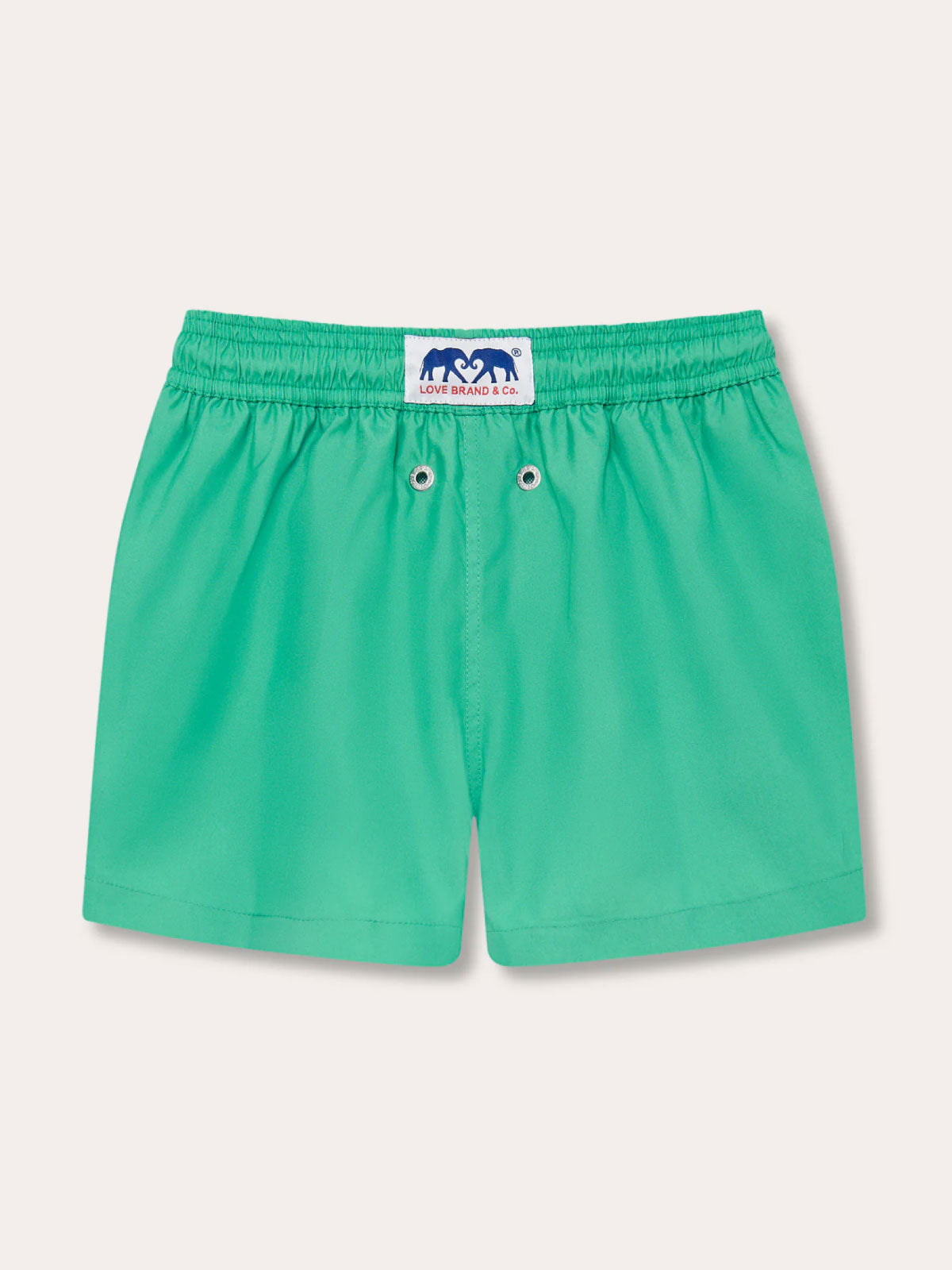 Boys Sicilian Green Staniel Swim Shorts made of 100% recycled materials with quick-drying properties.