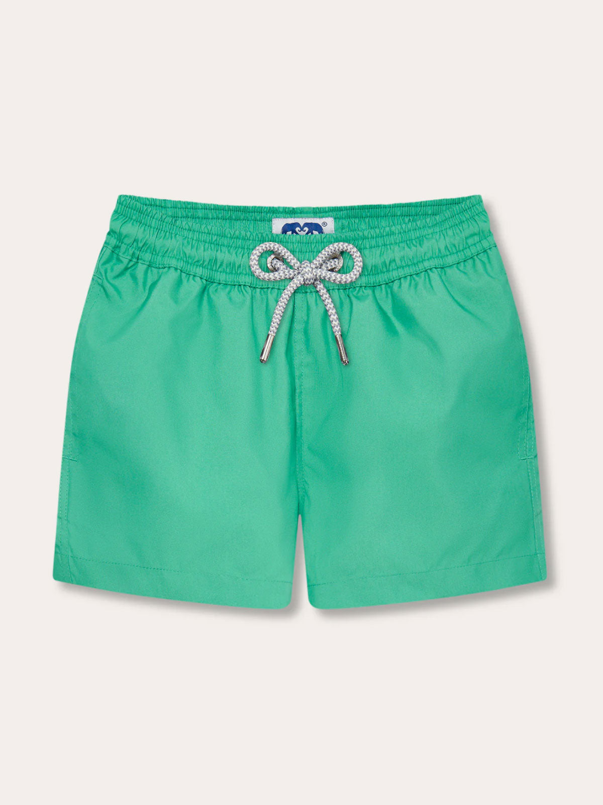 Boys Sicilian Green Staniel Swim Shorts made from quick-drying, 100% recycled materials with a vibrant green hue.