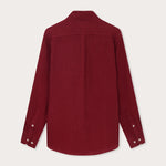 Men's Burgundy Abaco Linen Shirt - Back View. Old money shirts made from 100% linen.