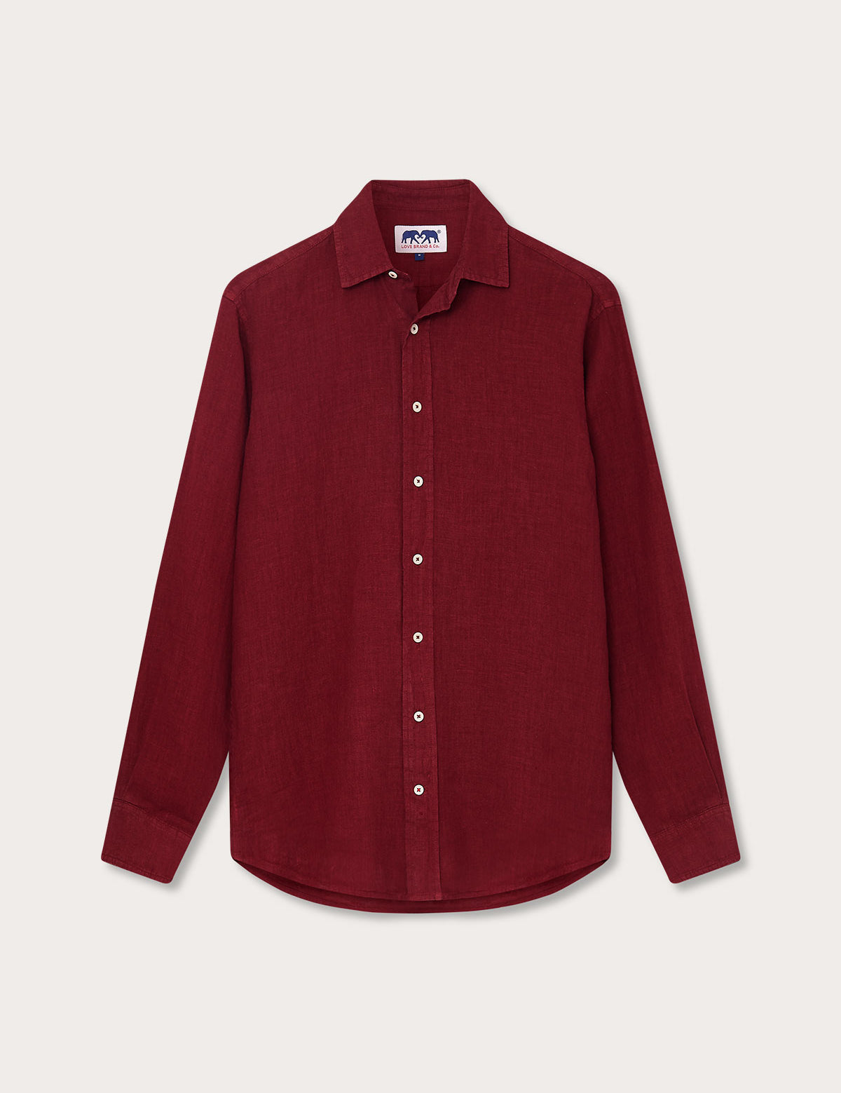 Men's Burgundy Abaco Linen Shirt, lightweight and breathable, perfect for warm weather.