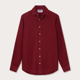 Men's Burgundy Abaco Linen Shirt, lightweight and breathable, perfect for warm weather.