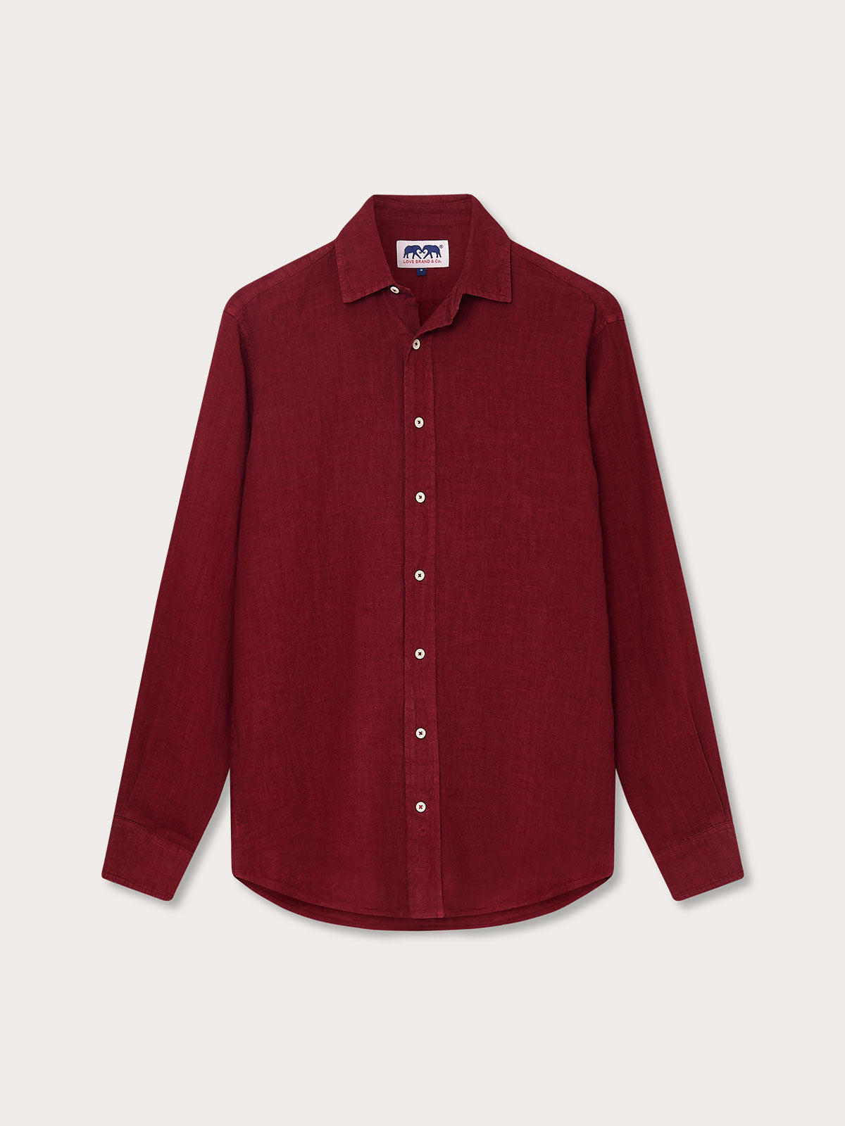 Men's Burgundy Abaco Linen Shirt, lightweight and breathable, perfect for warm weather.