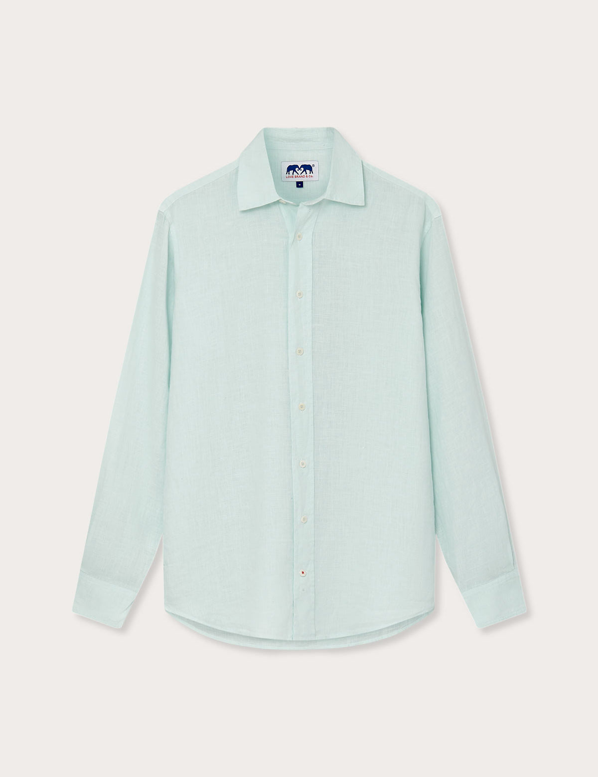 Men's Sea Air Abaco Linen Shirt in pastel hue, long-sleeved, breathable and lightweight for summer wear, displayed front-facing.