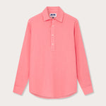 Men's Watermelon Hoffman Linen Shirt in vibrant pink-red hue with long sleeves and button placket.